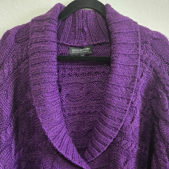 Jones New York Collection Purple Cable Knit Cardigan Sweater Size 1X - Picture 4 of 16